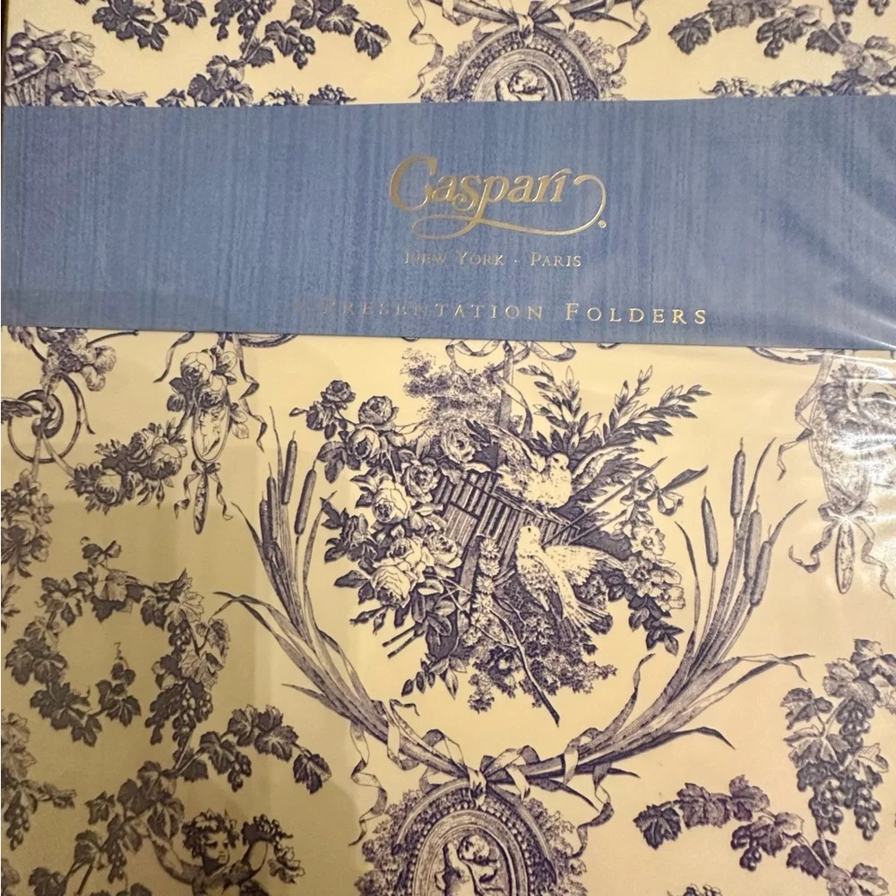 Caspari Blue and Cream Presentation Folders Set of Four. NEW - Picture 4 of 4